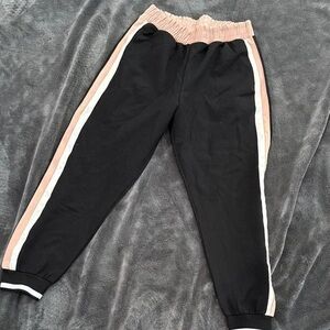 Zara Kids Black Joggers with Pink Stripes